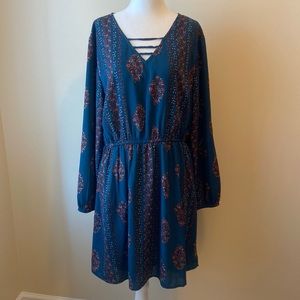 Maurices Women's Size XL Casual Floral Dress, BlueGreen